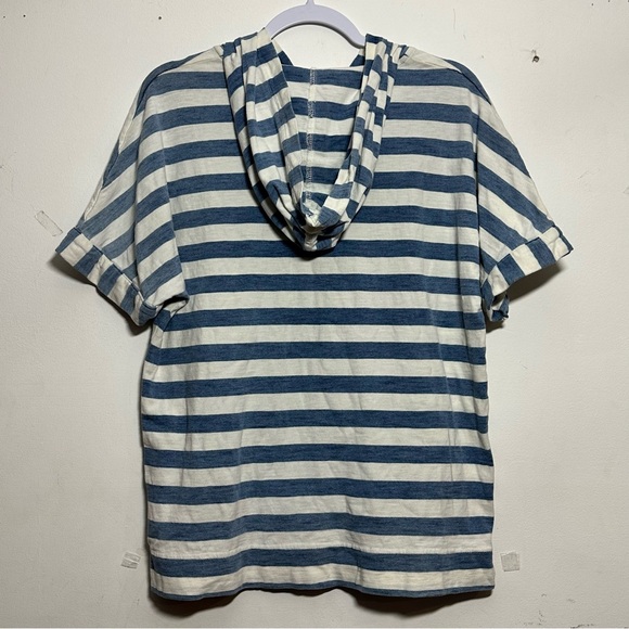 Jane and Delancey Blue White Striped Sweatshirt Hoodie see photos small flaw - Picture 8 of 14